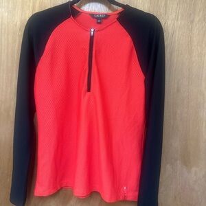 Lauren Red and Black Zipper Top